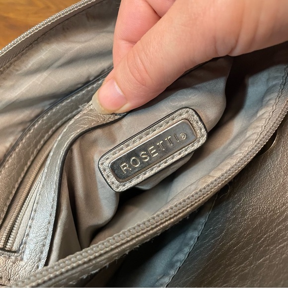 Rosetti Silver Metallic Satchel Shoulder Bag Faux Leather Braided Straps - Picture 10 of 14